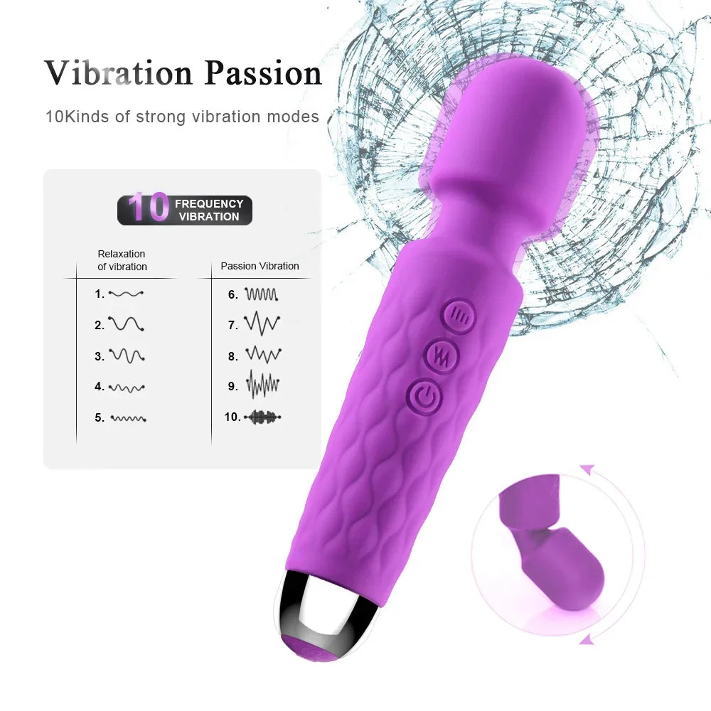 10 Modes G spot Clitoris Vibrator Stimulator Adult Supplies for Women Powerful Clit Massager AV Magic-Wand Female Erotic Sex Toy