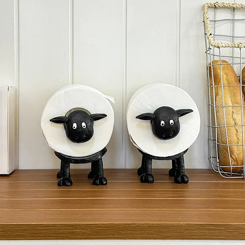 2PCS Pack Adorable Animal-Shaped Toilet Paper Holder: Resin Material, Suitable for Bathroom Decoration