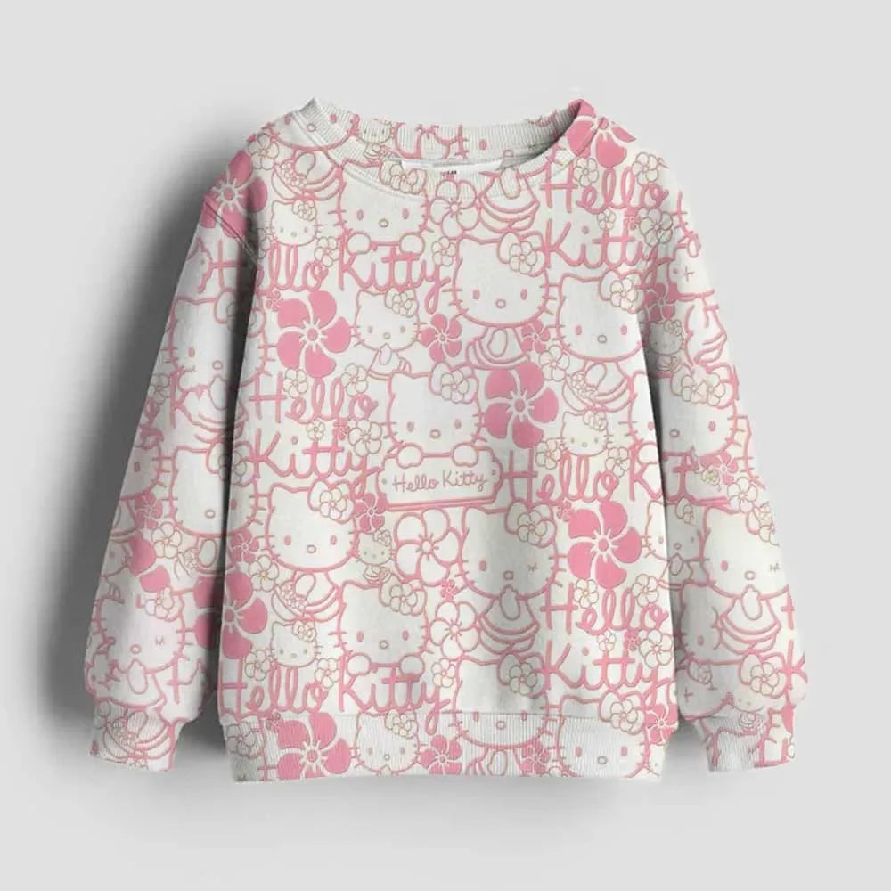 Christmas Kids Sportswear Baby Girls Hello Kitty Clothes Long Sleeve Cartoon Sweatshirt Tops Kuromi Girls Dance Team Hoodie