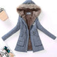 Korean Style Thickened Long Cotton Jacket Women's Winter Coat with Fleece Lining And Fur Collar Slim Fit plus Size Top