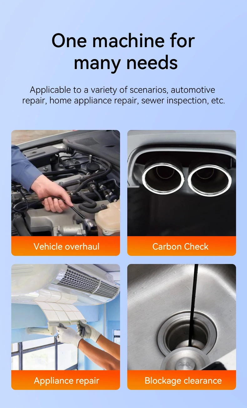 4.3 "Single&Dual Lens Industrial Endoscope Camera HD1080P Car Inspection Borescope IP67 Waterproof Sewer Camera With 8LEDs Hard