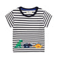 Jumping Meters 2-7T New Arrival Striped Cars Baby Girls Tees Cotton Summer Toddler Clothes Kids Tops Children's Tshirts