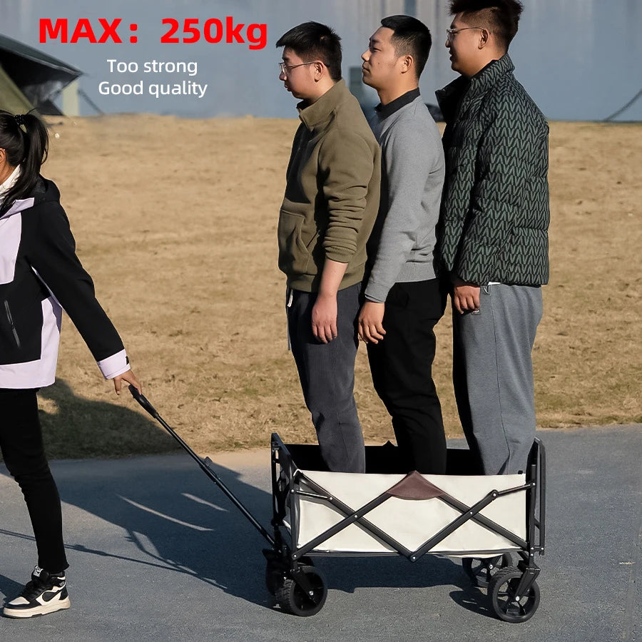 Extra Long Extender Collapsible Wagon Cart Large Weight Capacity Heavy Duty Beach Wagon Cart Outdoor Portable Camping Equipment