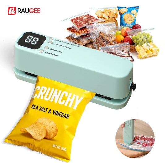 Mini Vacuum Sealer USB Rechargeable Food Packaging Plastic Sealing Machine Wireless Vacuum Sealer Pump With Reusable Zipper Bag