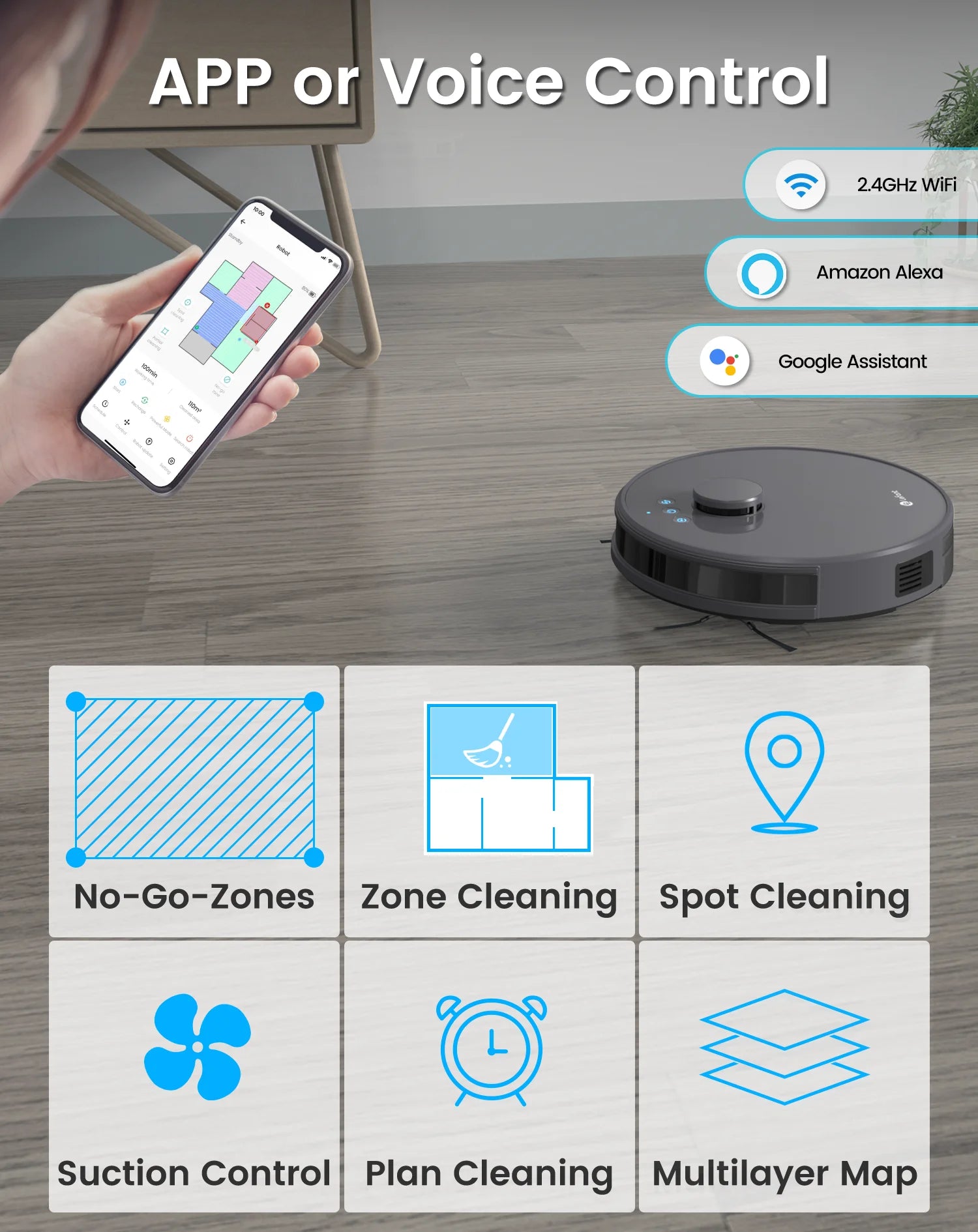 LEFANT M1 Robot Vacuum Cleaner with Multi-Floor Mapping, 4000Pa, 4000 mAh Battery, LDS Navigation,APP/Alexa,smart Home appliance