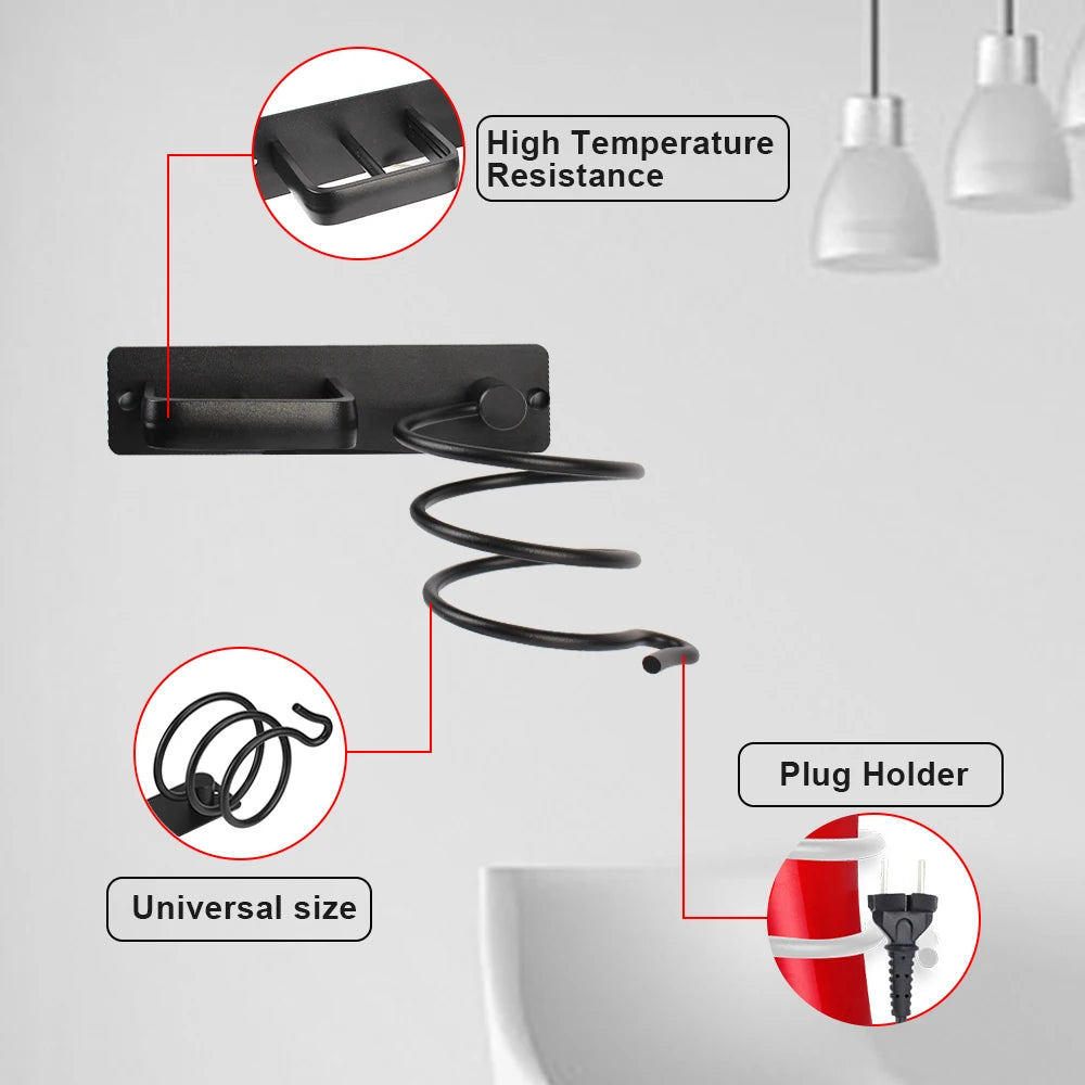 Hair Dryer Holder Rack Organizer Hair Straightener Holder Storage Rack Bathroom Shelf Storage Accessories Wall Mounted