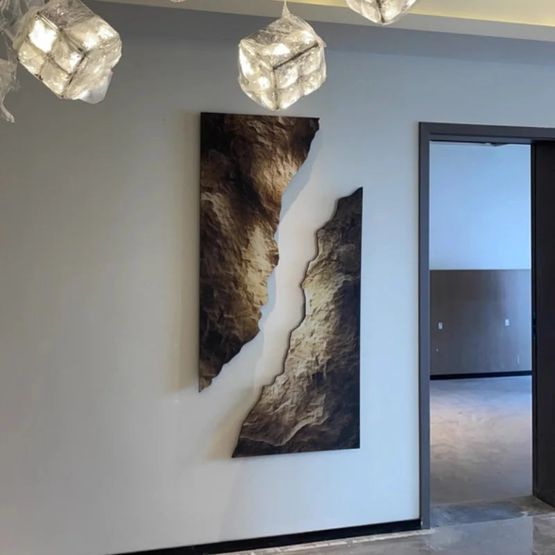 Light Luxury Entrance Decoration Mural Light Abstract Sandstone Texture Hanging Painting Atmospheric 2025 New High-End Corridor