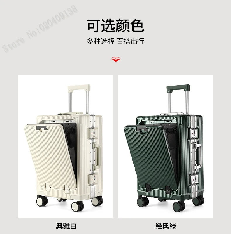 KO-KU New Front Opening Travel Suitcases 20/24/26/28 inch carrier Aluminum Frame Large Capacity Luggage USB Charging TSA Lock