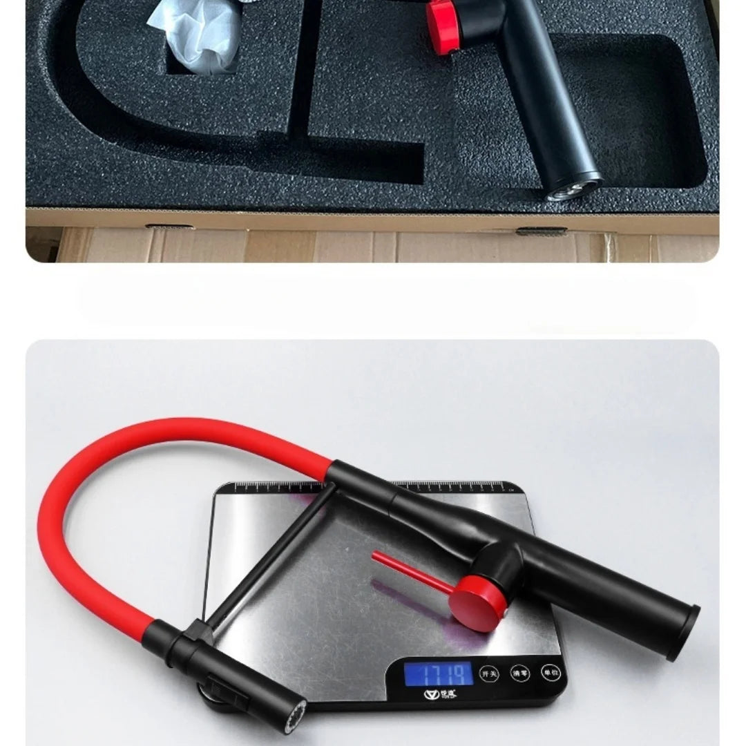 Tuqiu Gray Pull Down Sink Faucet Brushed Nickel Kitchen Faucet Tap Hot and Cold Red Spring Faucet SUS304 Rotation Pull Down