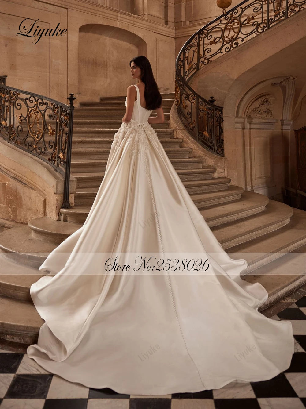 Liyuke Custom Made Beauty Embroidery Lace Square Collar 2 In 1 Mermaid Wedding Dresses With Removable Train Luxury Bridal Gowns