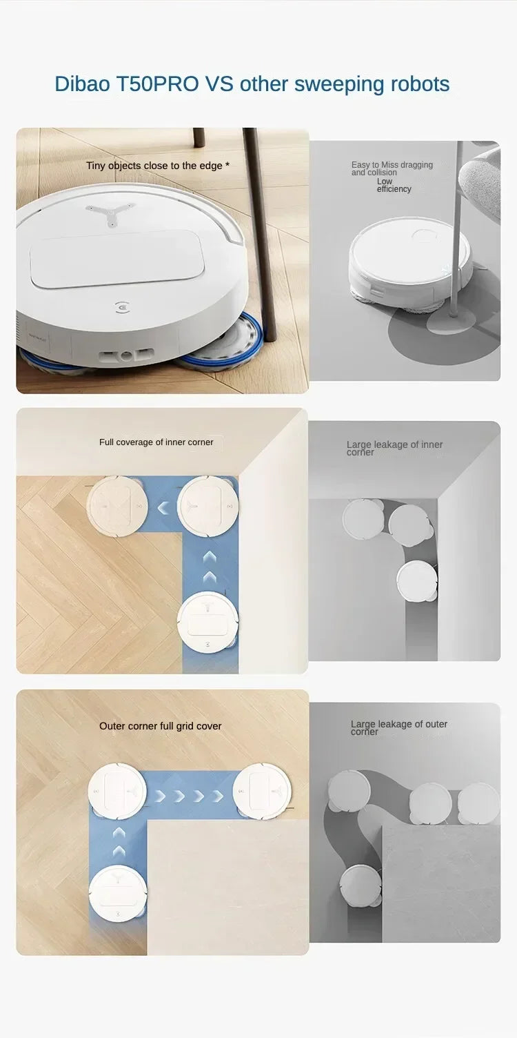 Original Ecovacs Deebot T50 PRO Vacuum Cleaner Robot Chinese Version 15800Pa Hair Zero-tangle Stepless 70°C Hot Water