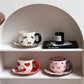 340ML Hand-painted Flower Love heart Ceramic Coffee Cup with Saucer Home Office Water Cup Breakfast Milk Juice Teacup Gift Set