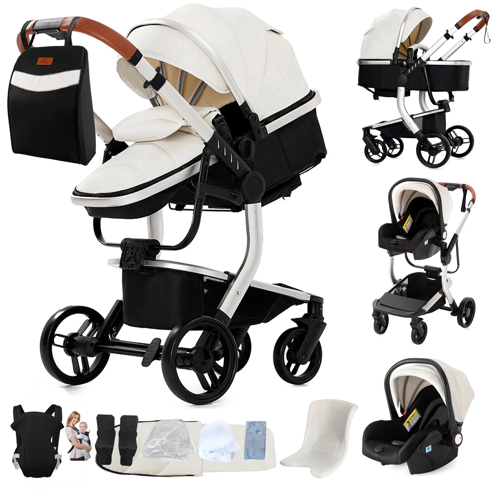 Magic ZC Lightweight stroller Baby stroller 3 in 1 Baby carriage strollers for baby light carts Baby carriage PU 3in1 stroller