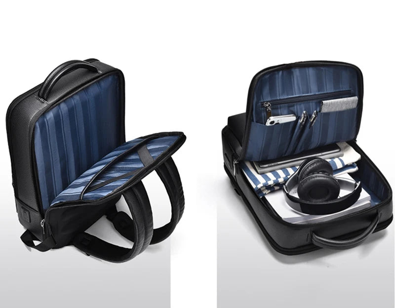 Executive Backpack Men PU Leather USB Charging Satchel Briefcase Office Travel Laptop Office Business Shoulder Back Pack Male