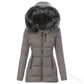 Women Parkas Jacket Cotton Coat Winter Thick Fur Collar Hooded Windproof Padded Jackets Outerwear Zipper Overcoat Office Lady