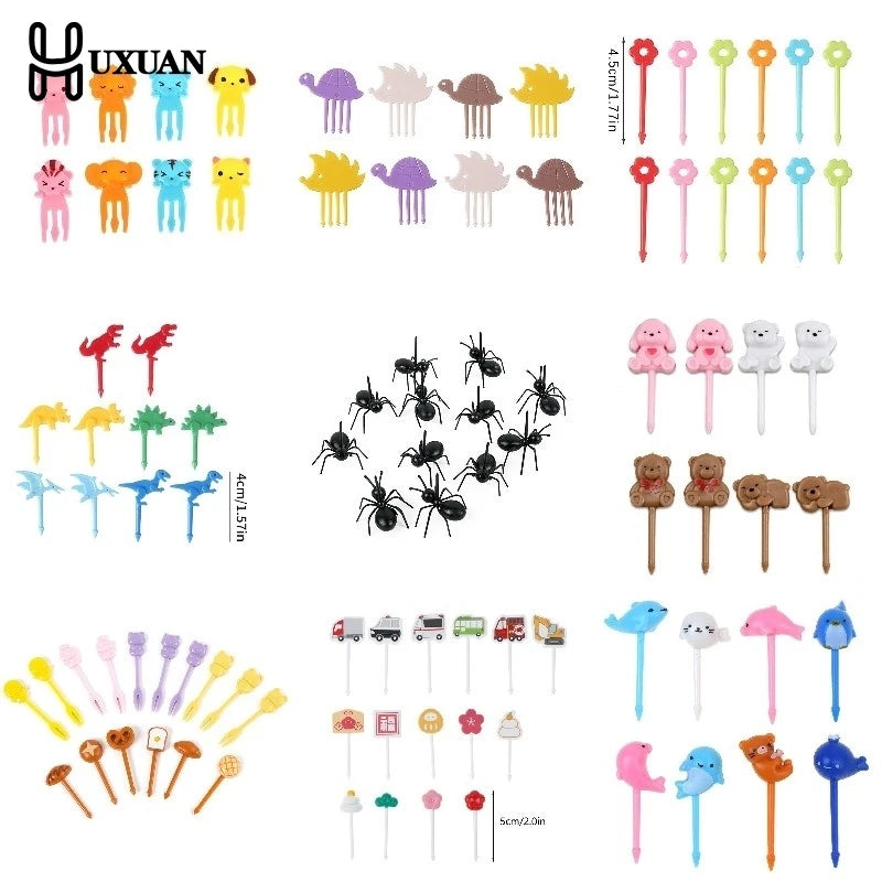 Fruit Fork Cartoon Kids Cake Fruit Toothpick Mini Animal Fork Food Grade Plastic Bento Lunch Bento Accessories Party Decor