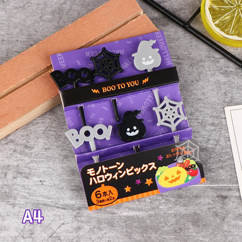 1Pack Halloween Cocktail Picks Fruit Fork Creative Fashion Childrens Holiday Fruit Fork Set Cake Stick Desserts Forks