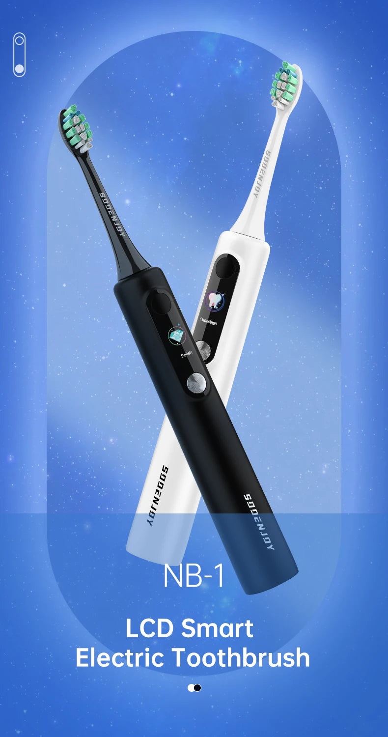 SOOENJOY Smart LCD Screen Sonic Electric Toothbrush NB-1 DIY Mode Cleaner Adult Automatic IPX7 Waterproof Teethbrush