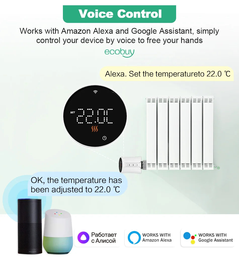 Tuya Thermostatic Radiator Valve Zigbee Thermostat Radiator Valve Tuya Zigbee Smart Home Wifi  Temperature Controller Alexa