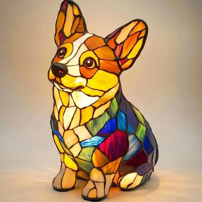 Dog Series Art Night Light Pug Lamp Stained Resin Mosaic Light Corgi Dachshund Dog Decoration Funny Gift For Pets Lover Children