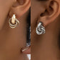 Gold SIlver Color Knot Hoop Earring For Women Shiny Plating Trendy Earring Stud Cute Daily Wear Jewelry