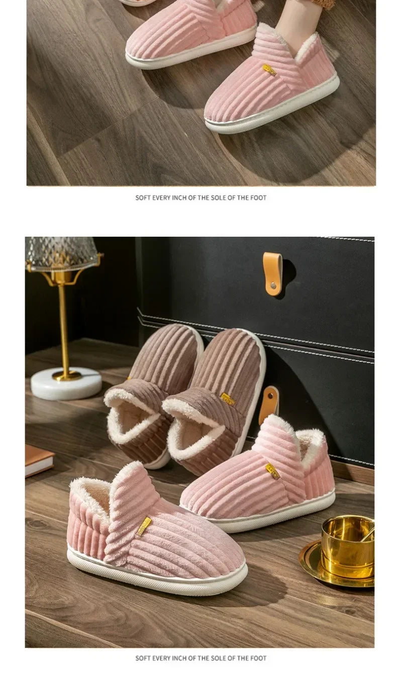 New Fur Slippers For Women Men Winter Furry Fashion Warm Ankles Plush Cozy Slides For Home Indoor Soft Sole Cotton Shoes