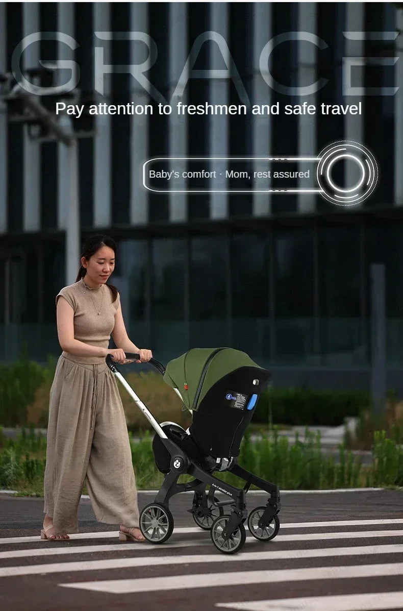 2025 New Baby Stroller 4in1 Multifunctional Newborn Baby Stroller 3in1 Foldable Basket Type Seat Lightweight Travel Pram