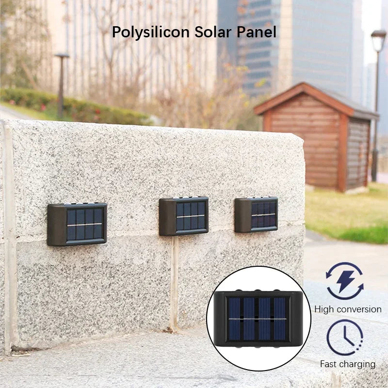 Outdoor LED Solar Garden Light Solar Wall Lamp Up And Down Luminous Waterproof Solar Powered Wall Washer Light Yard Street Decor
