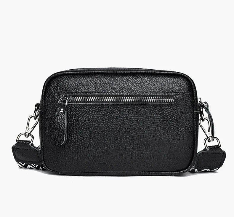 100% Genuine Leather Women Shoulder Bag 2025 New High Quality Cowhide Female Crossbody Bags Wide Shoulder Strap Girls Handbag