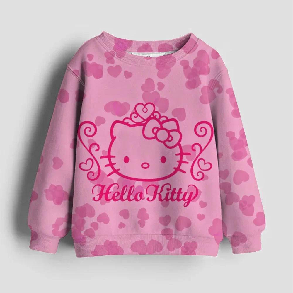 Christmas Kids Sportswear Baby Girls Hello Kitty Clothes Long Sleeve Cartoon Sweatshirt Tops Kuromi Girls Dance Team Hoodie