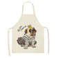 Cute Dog Pug Pattern Cotton Linen Sleeveless Chef Apron Kitchen Aprons Women Home Cooking Baking Waist Bib Pinafore 55x68cm