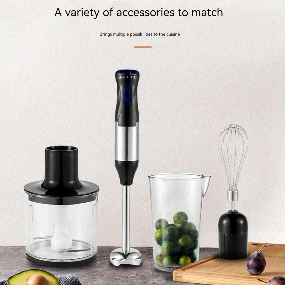 4 in 1 1000W Electric Hand Blender,stainless steel blade hand blender, meat and vegetable immersion, egg juicer set
