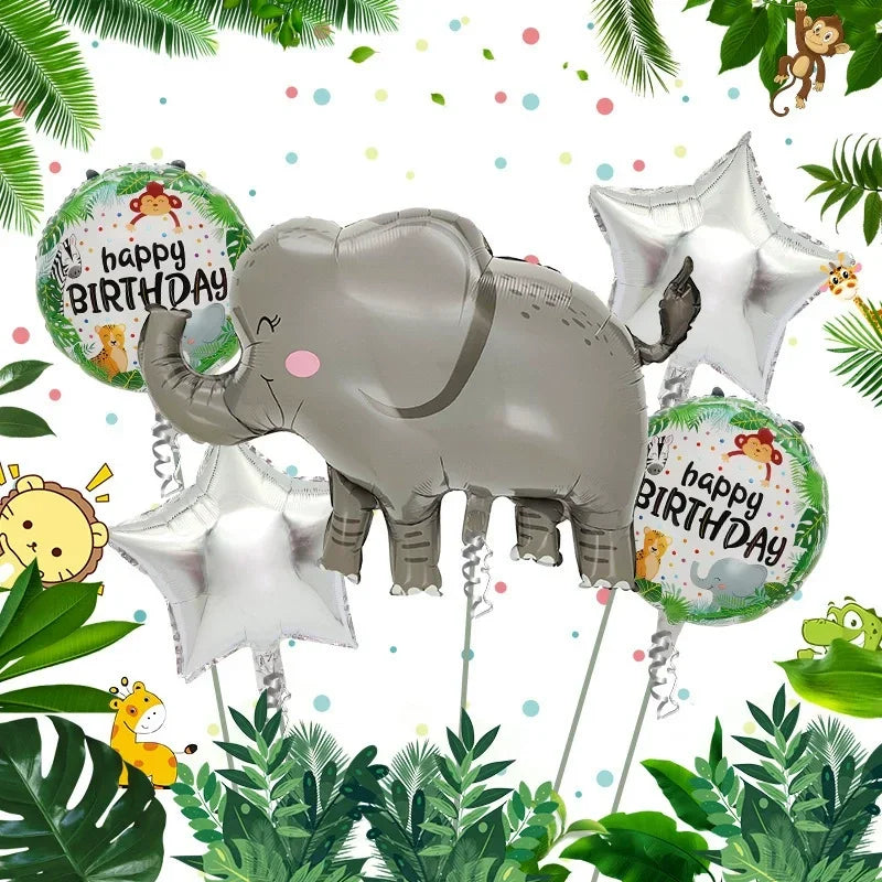 Jungle Safari Theme Foil Balloons Animal Shapes for Birthday Party Decorations Thanksgiving Holiday Events Kids Photo Backdrop