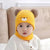 Baby Knitted Hat Set with Embroidered Face and Pom-Poms Hand-Washable Baby Hat and Scarf Set Perfect for Fall and Winter