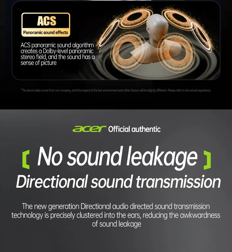 Acer Ohr502 Bluetooth Headset Open Design Wireless Call Noise Reduction Comfortable Wearing Sports Running Fitness Compatible with Mobile Phones Tablets Laptops