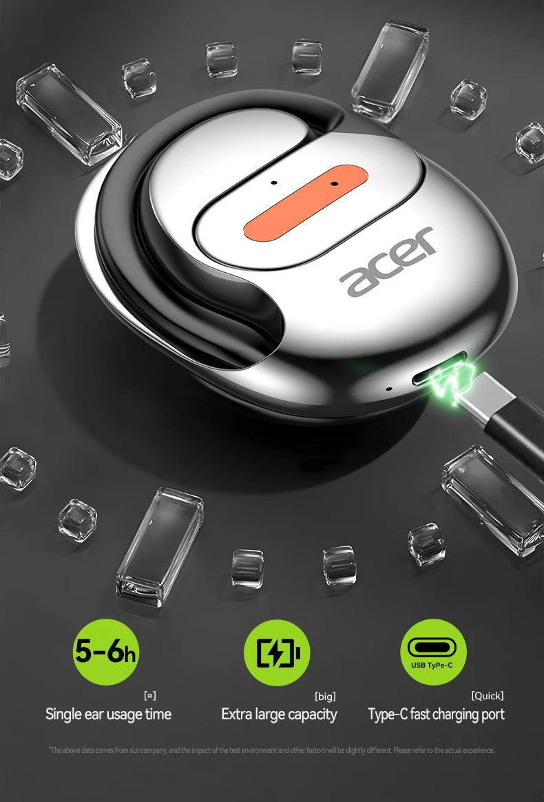 Acer Ohr502 Bluetooth Headset Open Design Wireless Call Noise Reduction Comfortable Wearing Sports Running Fitness Compatible with Mobile Phones Tablets Laptops