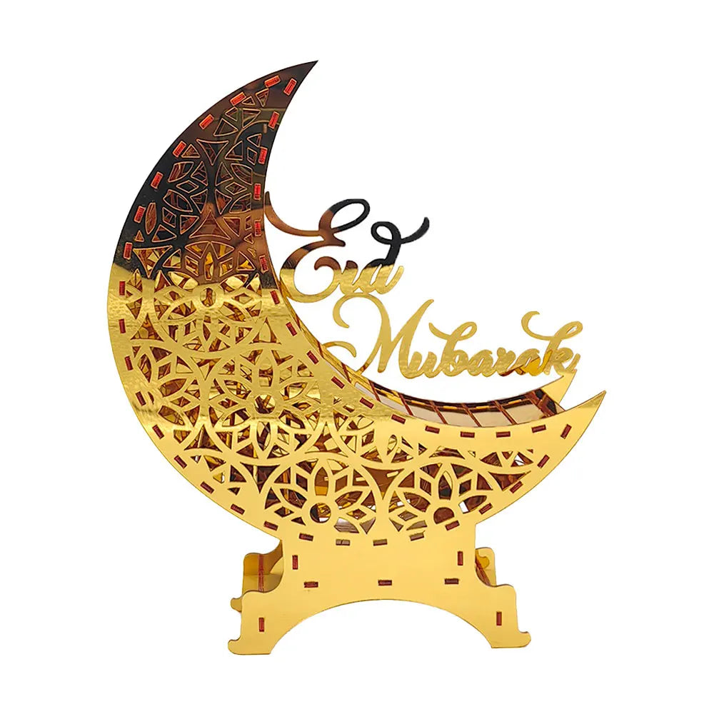 Ramadan Kareem LED candle Acrylic Mirror Moon Castle LED Night Light  Eid Mubarak Al-Fitr Tabletop Ornament DIY Party Gifts