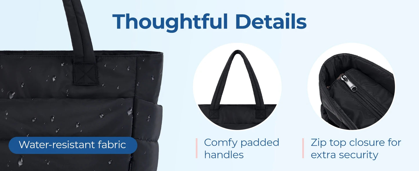 BAGSMART Women's Bag Solid Color Tote Bag Commuting College Padded Shoulder Bag Leisure Simple Female Work Handbags Travel