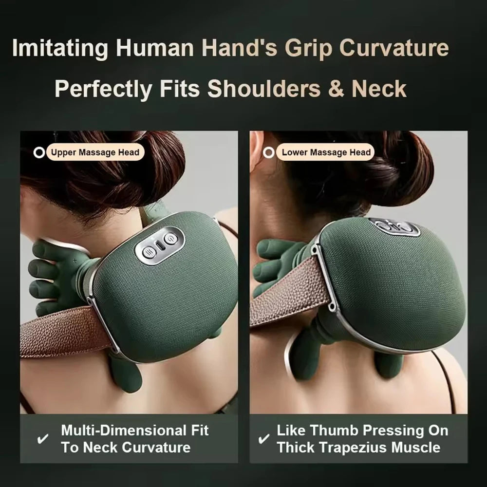 Bionic Neck Massager Portable Shiatsu Shoulder Massager Electric Deep Tissue Massage, Simulated Human Hand Design Muscle Relax