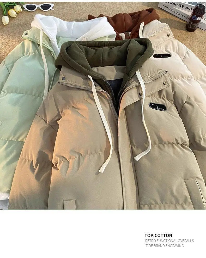 New Winter Cotton-padded Jacket Women, Two-piece Hooded Down Cotton Jacket Female Casual Warm Cotton-padded Clothing Parker Coat