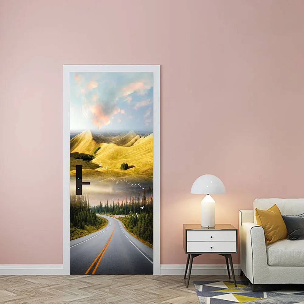 Simulation Of Gilt Leaves DIY Door Stickers Home Decoration Wall Sticker Kitchen Art Mural Peel & Stick Waterpoof PVC Wallpaper