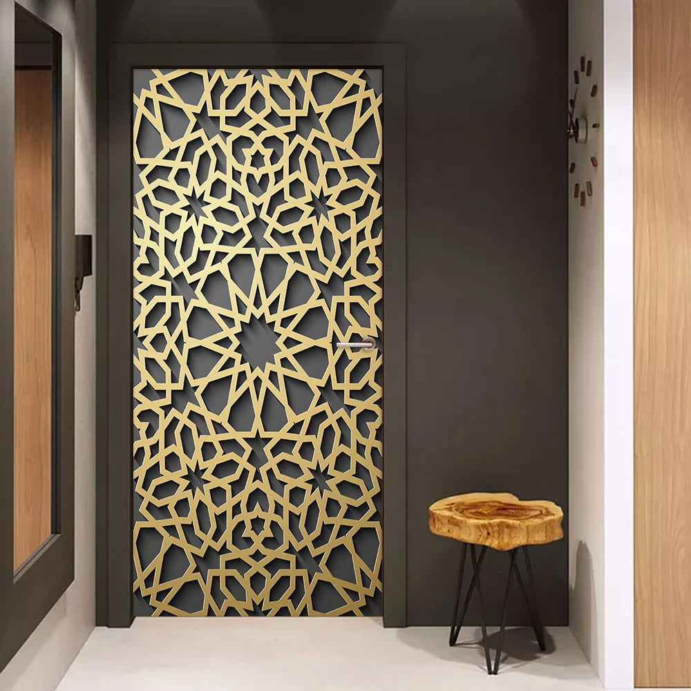 Simulation Of Gilt Leaves DIY Door Stickers Home Decoration Wall Sticker Kitchen Art Mural Peel & Stick Waterpoof PVC Wallpaper