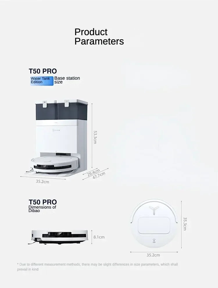 Original Ecovacs Deebot T50 PRO Vacuum Cleaner Robot Chinese Version 15800Pa Hair Zero-tangle Stepless 70°C Hot Water