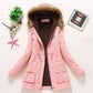 Korean Style Thickened Long Cotton Jacket Women's Winter Coat with Fleece Lining And Fur Collar Slim Fit plus Size Top