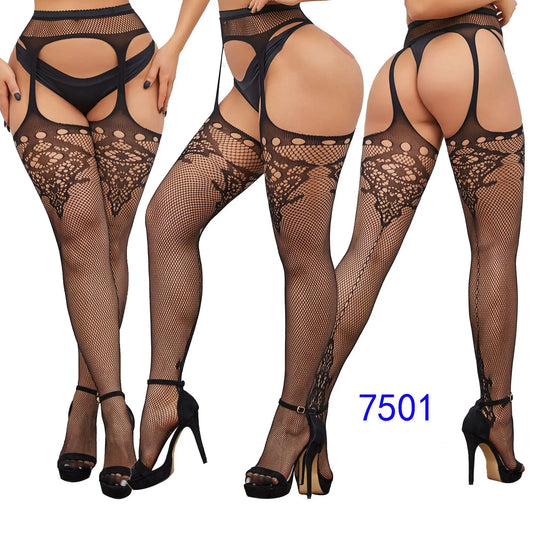 Women Sexy Suspender Stockings Open Crotch Pantyhose Fishnet Tights Hot Fashion Night Party Mesh Net Leggings Garters Hosiery
