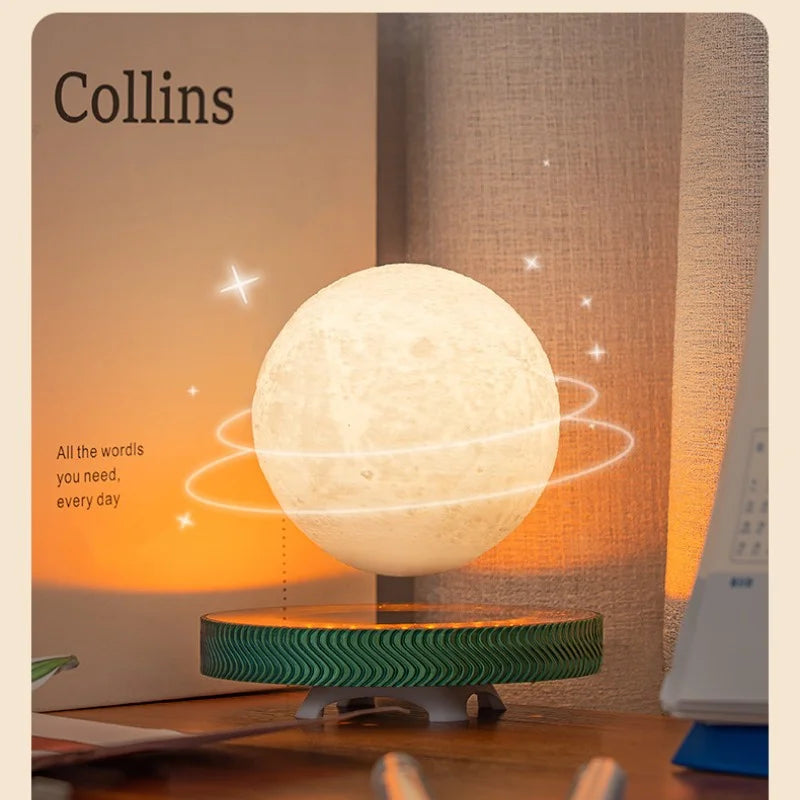 Magnetic Levitating Bulb Saturn Moon Lamp Levitating Rotating Table Lamp Creative Office Home Decoration Unique Gifts