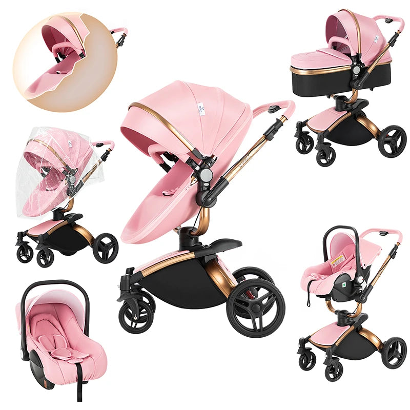 Magic ZC Lightweight stroller Baby stroller 3 in 1 Baby carriage strollers for baby light carts Baby carriage PU 3in1 stroller