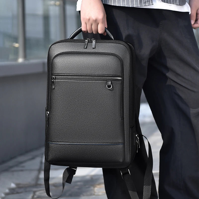 Executive Backpack Men PU Leather USB Charging Satchel Briefcase Office Travel Laptop Office Business Shoulder Back Pack Male