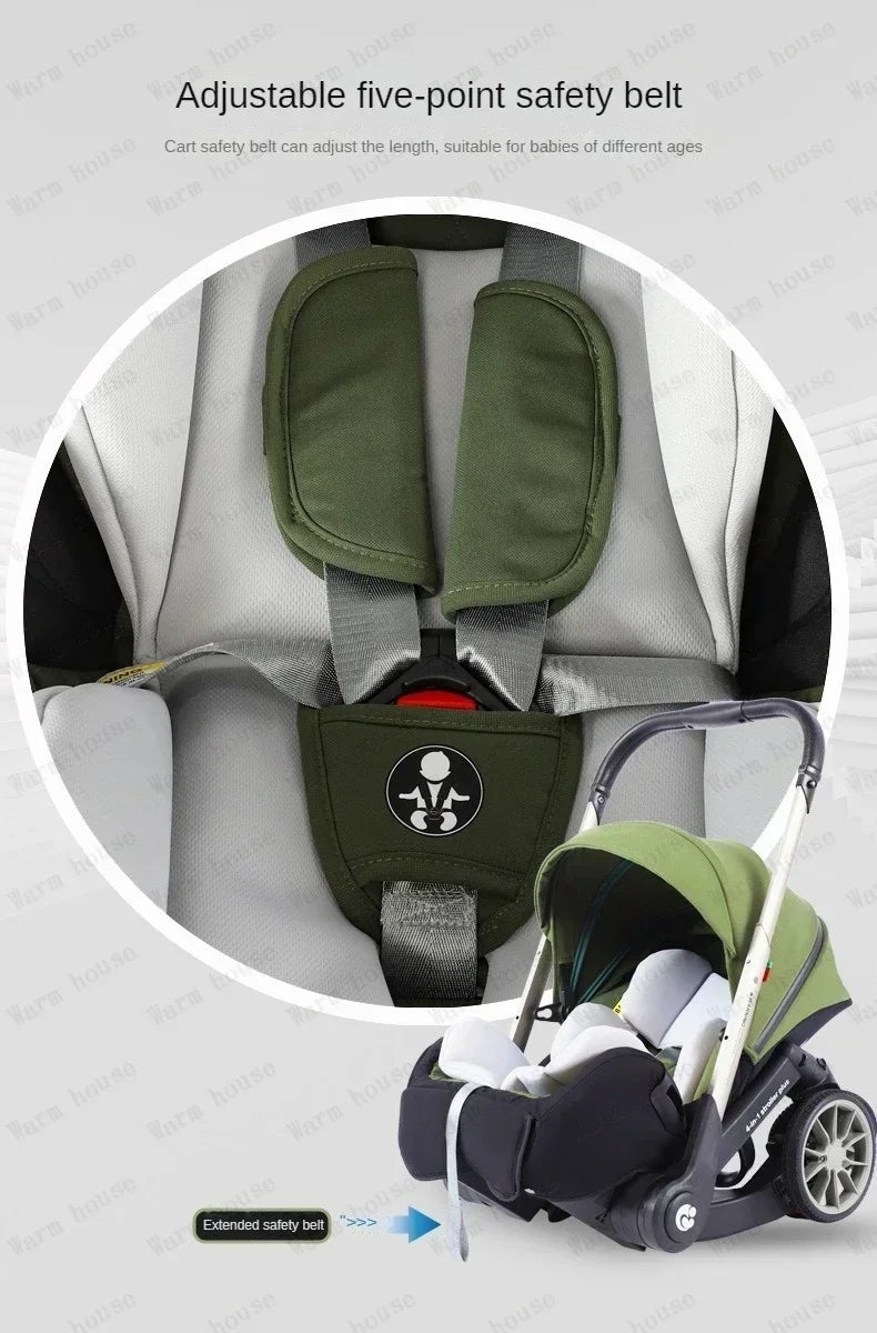 Baby Stroller, Multifunctional Stroller Foldable with Car Seat Baby Car Carriage Portable Baby Stroller 3in1