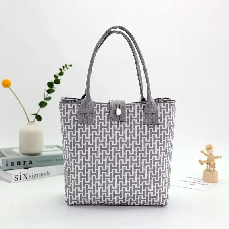 New Knitted Large Capacity Simple Stylish Handbag Customizable Personality Weave Bag Commuter Friendly Birdseye Pattern